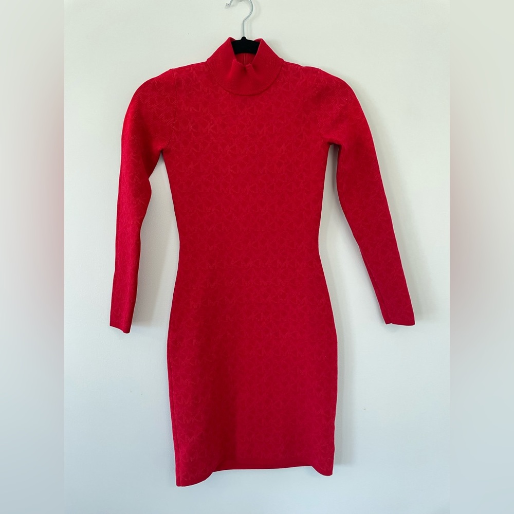 Michael Kors Red Bodycon Long Sleeve Dress